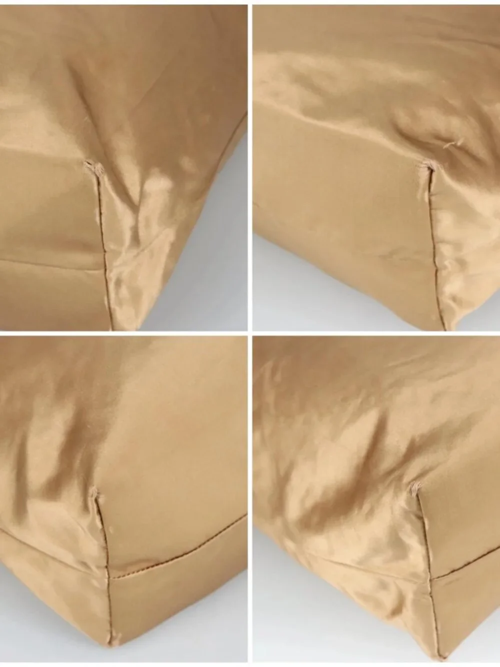 PRADA Tote Bag Satin Gold Tone Gold Auth bs19851
